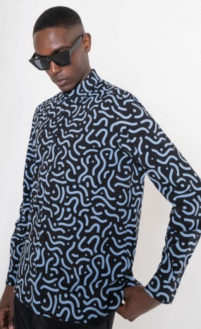 REGULAR FIT "BARCELONA" STRAIGHT CUT SHIRT IN PATTERNED VISCOSE BLEND