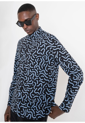 REGULAR FIT "BARCELONA" STRAIGHT CUT SHIRT IN PATTERNED VISCOSE BLEND