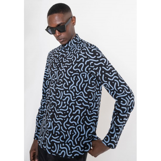 REGULAR FIT "BARCELONA" STRAIGHT CUT SHIRT IN PATTERNED VISCOSE BLEND