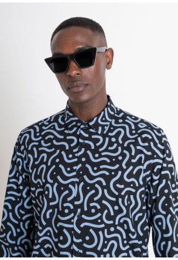 REGULAR FIT "BARCELONA" STRAIGHT CUT SHIRT IN PATTERNED VISCOSE BLEND