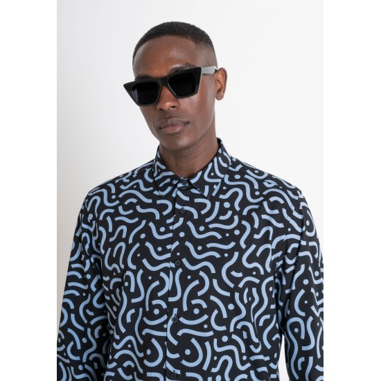 REGULAR FIT "BARCELONA" STRAIGHT CUT SHIRT IN PATTERNED VISCOSE BLEND